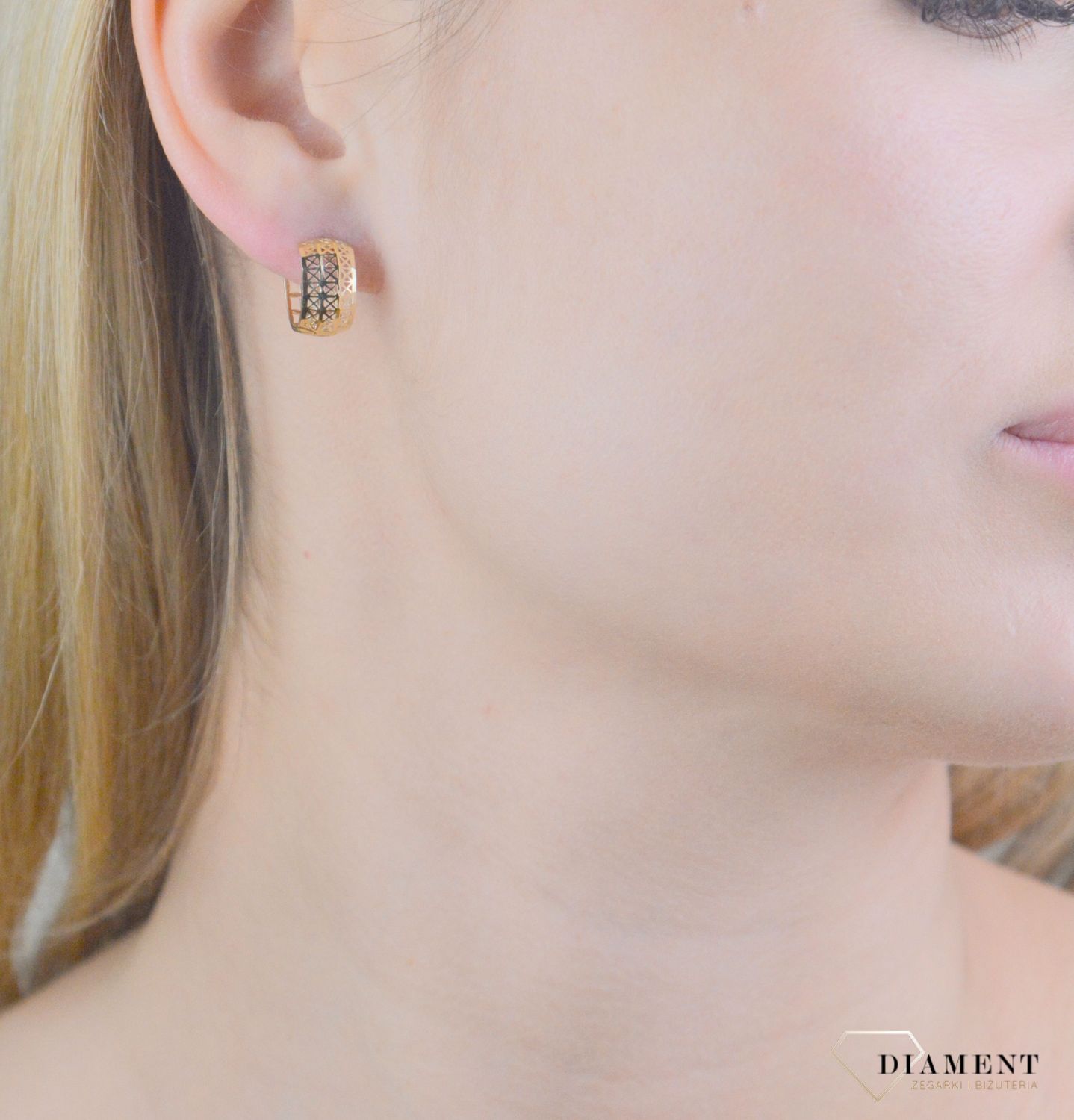 Kolczyki złote wiszące kółka ażurowe próba 375, KL 11243 375.jpg